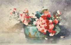 Geraniums by Thomas Balfour Garrett, monotype, sold Mar 2014