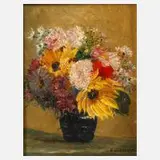 O. Albrecht, Blumenstillleben, Öl auf Leinwand