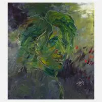 Prof. h.c. Al Bernstein, Selbstbildnis im Atelier, Öl auf Leinwand