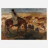 Josef Woldemar Keller-Kühne, Reiter in der Puszta, Öl auf Leinwand