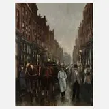 Hennie de Korte, Straßenszene, Öl auf Leinwand