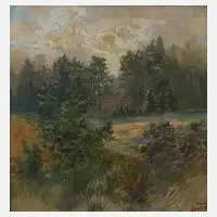 Albert Singer, "Waldstudie", Öl auf Pappe