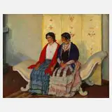 Prof. Emil Rudolf Weiß, Damen im Salon, 1910, Öl auf Sperrholz