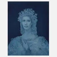 Prof. Ernst Fuchs, "Portrait Hannelore Elsner", Radierung in Blau