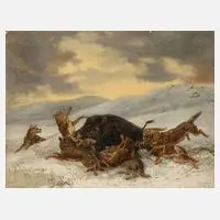 Guido Hammer, Winterliche Sauhatz, 1891, Öl auf Leinwand