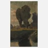 Gertrud Steinbach, Bukolische Landschaft, Öl auf Leinwand