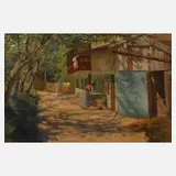 Ernst Dargen, Bauernhofszene, Öl auf Leinwand