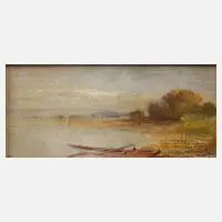 Gustav Eichhorn, Am Seeufer, Öl auf Holztafel