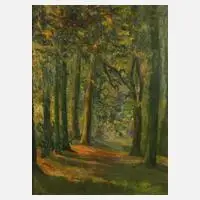 E. v. d. Hagen, Waldstück, Öl auf Leinwand