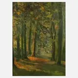 E. v. d. Hagen, Waldstück, Öl auf Leinwand