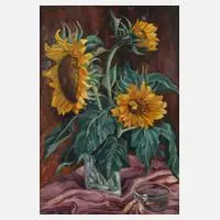 Hermann Mühlen, Sonnenblumenstillleben, 1947, Öl auf Leinwand
