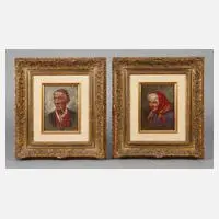 Petrorelli, Paar Bauernportraits, Öl auf Holztafel