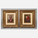 Petrorelli, Paar Bauernportraits, Öl auf Holztafel