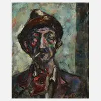 Augusto Piniani, "Der Raucher", 1974, Öl auf Leinwand