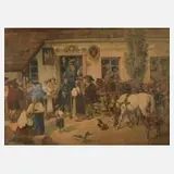 Ludwig Johann Wanke, Vor der Schenke, Aquarell