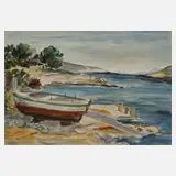 Margot Güntzel, Am Ufer, 1966, Aquarell