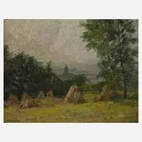 Landschaft bei Hohburg by Emil Fröhlich, Öl auf Pappe, offered Oct 2020