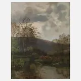 Eugen Grünert, Abends am Weiher, Öl auf Leinwand