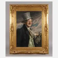 Prof. Hans Best, Herr mit Zylinder, Öl auf Karton