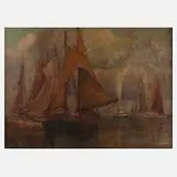 Paul Buchholz, "Sammeln zum Schleppzug", Öl auf Leinwand