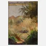 Hans Hausfeldt, Am Ufer, Öl auf Hartfaserplatte