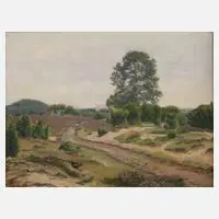 Lilla Gäde, "Blühende Heide, Öl auf Leinwand