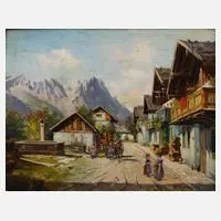 Karl Hemmerich, Frühlingsstraße in Berchtesgaden, Öl auf Sperrholz