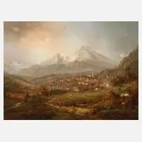 Peter May, Ansicht von Berchtesgaden, Öl auf Sperrholz