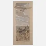 Marguerite Montaut, Überflug von Berlin, 1910, Lithographie