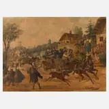 Ludwig Johann Wanke, Fröhliche Kutschfahrt, 1880, Aquarell