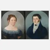 Paar Biedermeierportraits, Ehepaar Caspritz, Bleistiftannotation