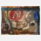 Buchty, Fische im Aquarium, aquarellierte
