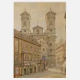 Prof. Franz Kopallik, St. Ulrich-Kirche in Wien, Aquarell und etwas Deckweiß