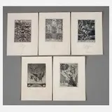 Heinz Plank, Fünf Exlibris, 1945, Radierungen