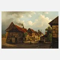 Wilhelm Theodor Nocken, Sonnige Dorfstraße, Öl auf Leinwand