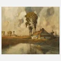 Prof. Hans Bauer, Sommerabend am See, Öl auf Leinwand