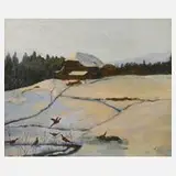 Adolf Chelius, Fasane in verschneiter Landschaft, Öl auf Leinwand