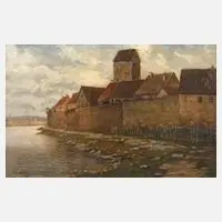 Prof. Elmar von Eschwege, Stadt am Fluss, Öl auf Leinwand