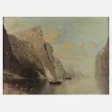 Carl Fey, Schiffe im Fjord, Öl auf Leinwand