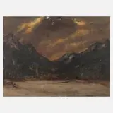 Frank S. Herrmann, "Winterabend", Öl auf Karton