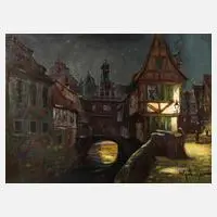 Willy Jäger, Malerwinkel in Marktbreit, Öl auf Leinwand