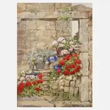 Erwin Kröner, Stiller Winkel mit Blumen, Gouache