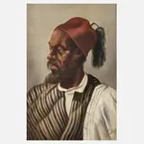 E. Lafon, Portrait eines Marokkaners, Öl auf Holztafel