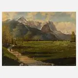 Fritz Lendner, Sommertag im Alpenvorland, Öl auf Leinwand