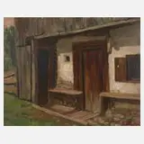 Karl Schultheiss, Oberbayerisches Bauernhaus, Öl auf Leinwand