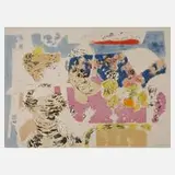 Raymond Legueult, Frau im Interieur, Farblithographie auf Velin