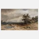 Anton Altmann, Landschaft mit Regenbogen, Aquarell mit Weißhöhung
