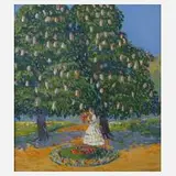Franz Gaudeck, Dame im Park, 1917, Gouache
