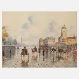 A. Rossi, Stadtansicht, Aquarell