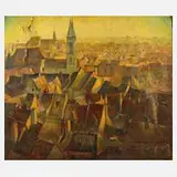 Richard Burkhardt-Untermhaus, "Nürnberg im Sommer", Öl auf Pappe und auf Pappe kaschiert